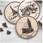 Coasters made of wood to order (set of 3 pieces in a box) - image-1